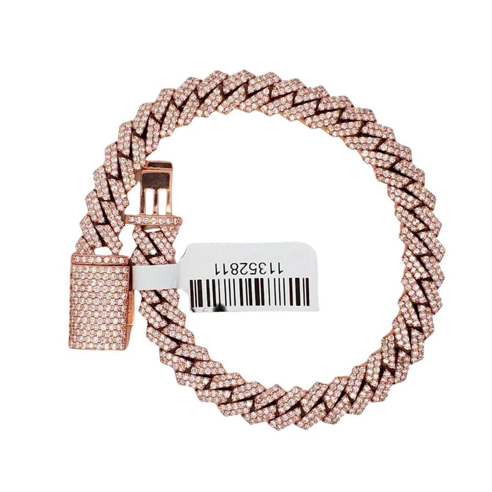 10k Rose Gold 4.5CT Iced Out Diamond Cuban Link 7.25" Chain