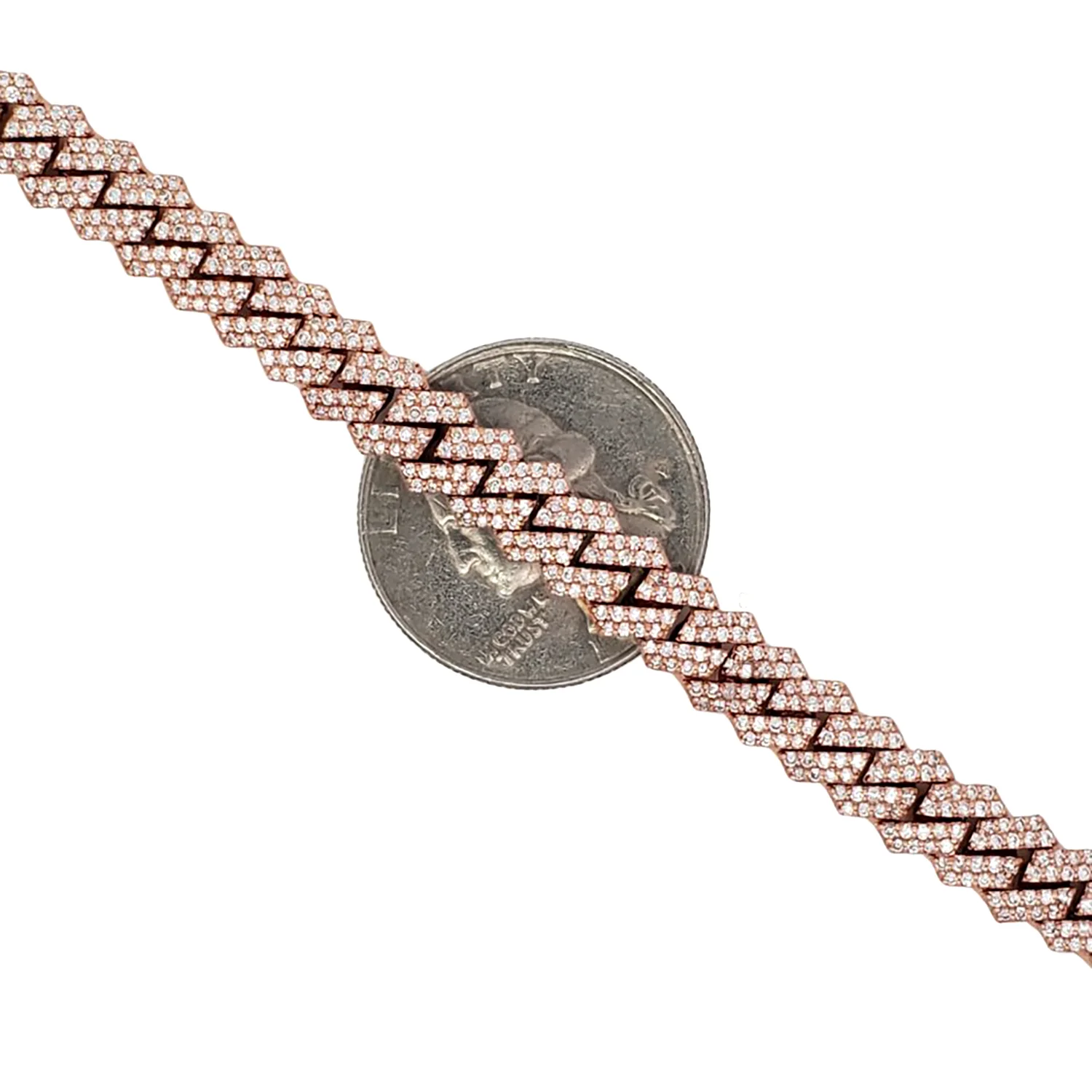 10k Rose Gold 4.5CT Iced Out Diamond Cuban Link 7.25" Chain - Image 2