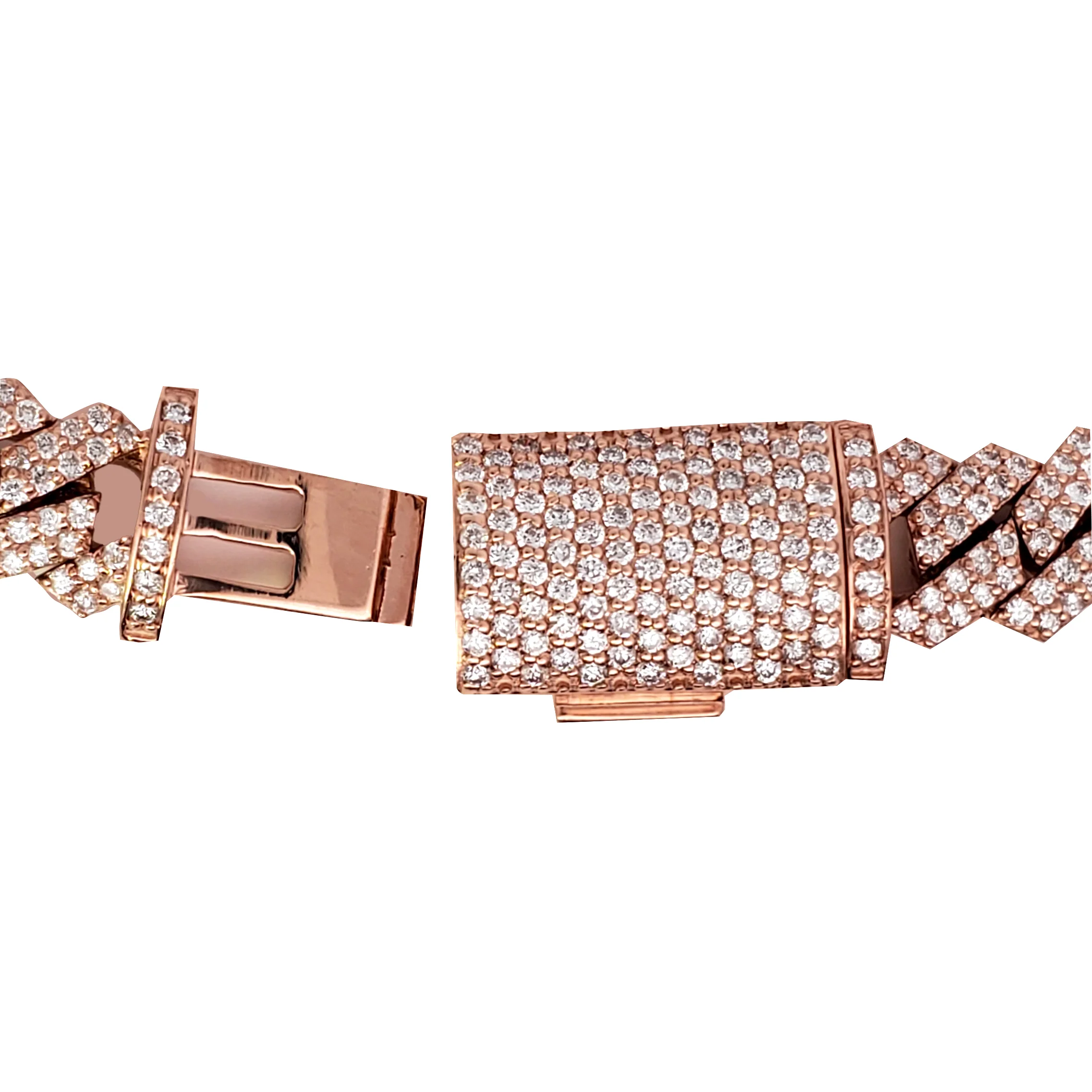 10k Rose Gold 4.5CT Iced Out Diamond Cuban Link 7.25" Chain - Image 3