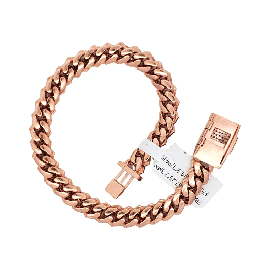 10k Rose Gold 4.5CT Iced Out Diamond Cuban Link 7.25" Chain - Image 4