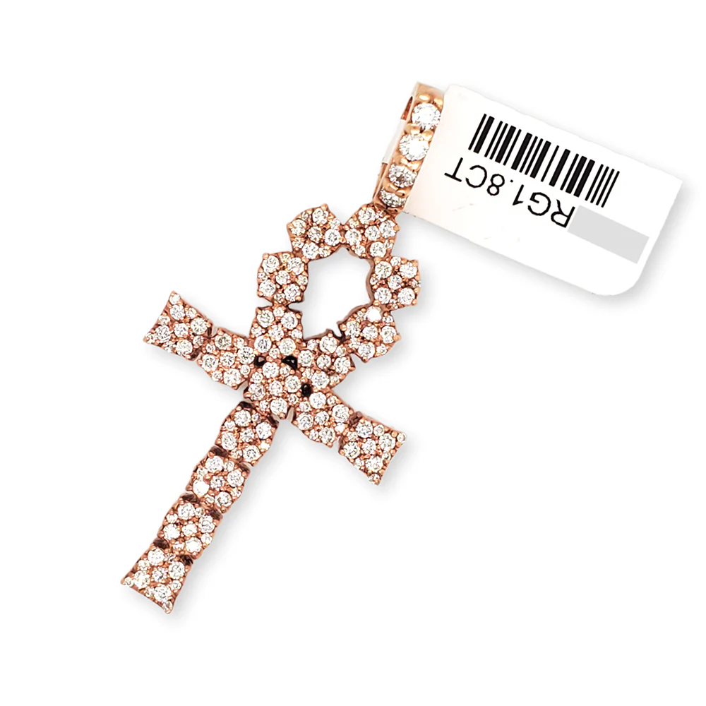 14K Rose Gold 1.8ct Diamond Ankh Pendant - Image 3