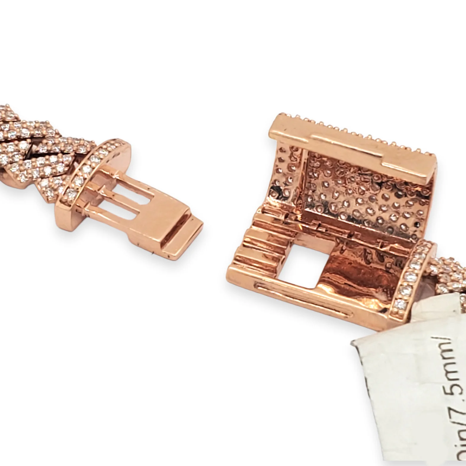 14k Rose Gold 11CT Iced Out Diamond Cuban Link 20" Necklace. - Image 3