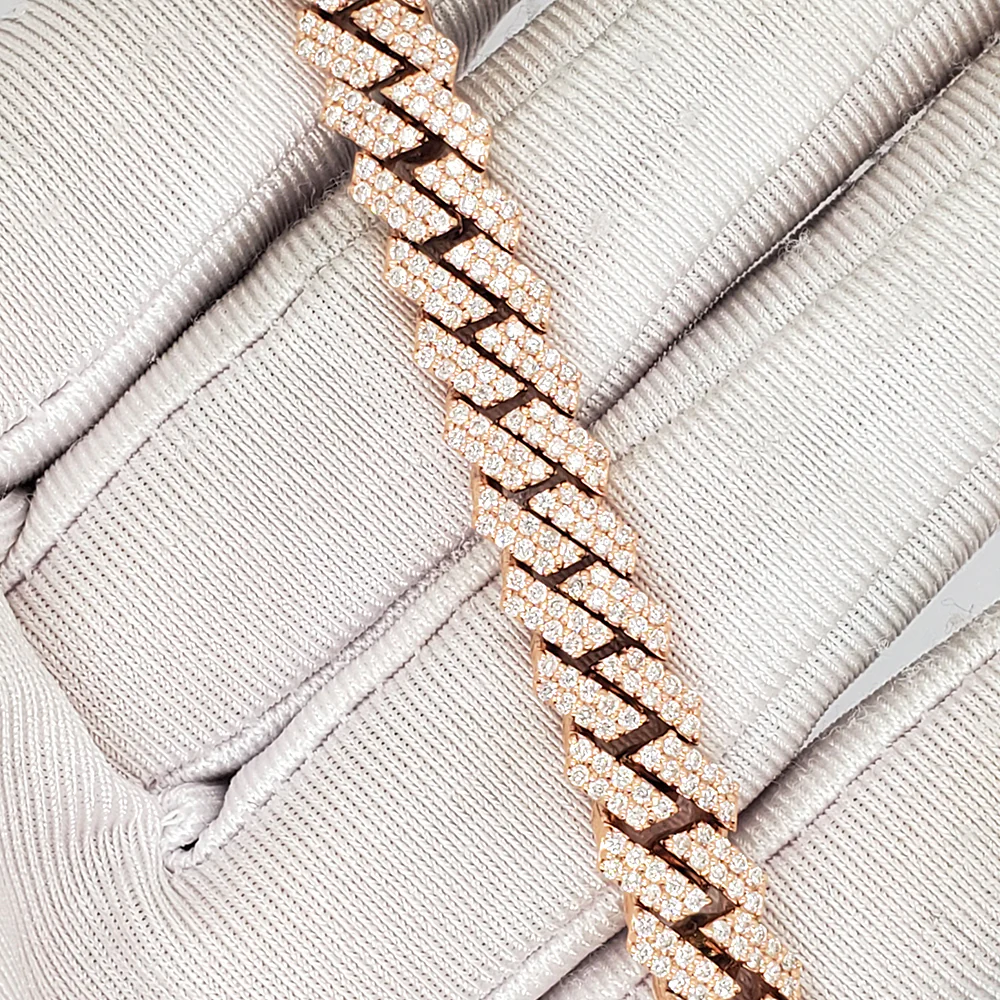 14k Rose Gold 11CT Iced Out Diamond Cuban Link 20" Necklace. - Image 4