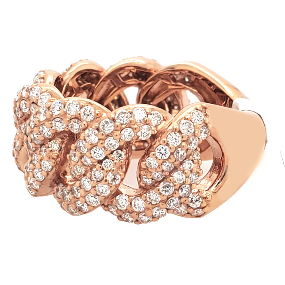 14K Rose Gold 2.5CT Diamond Cuban Size 9 Ring - Image 3