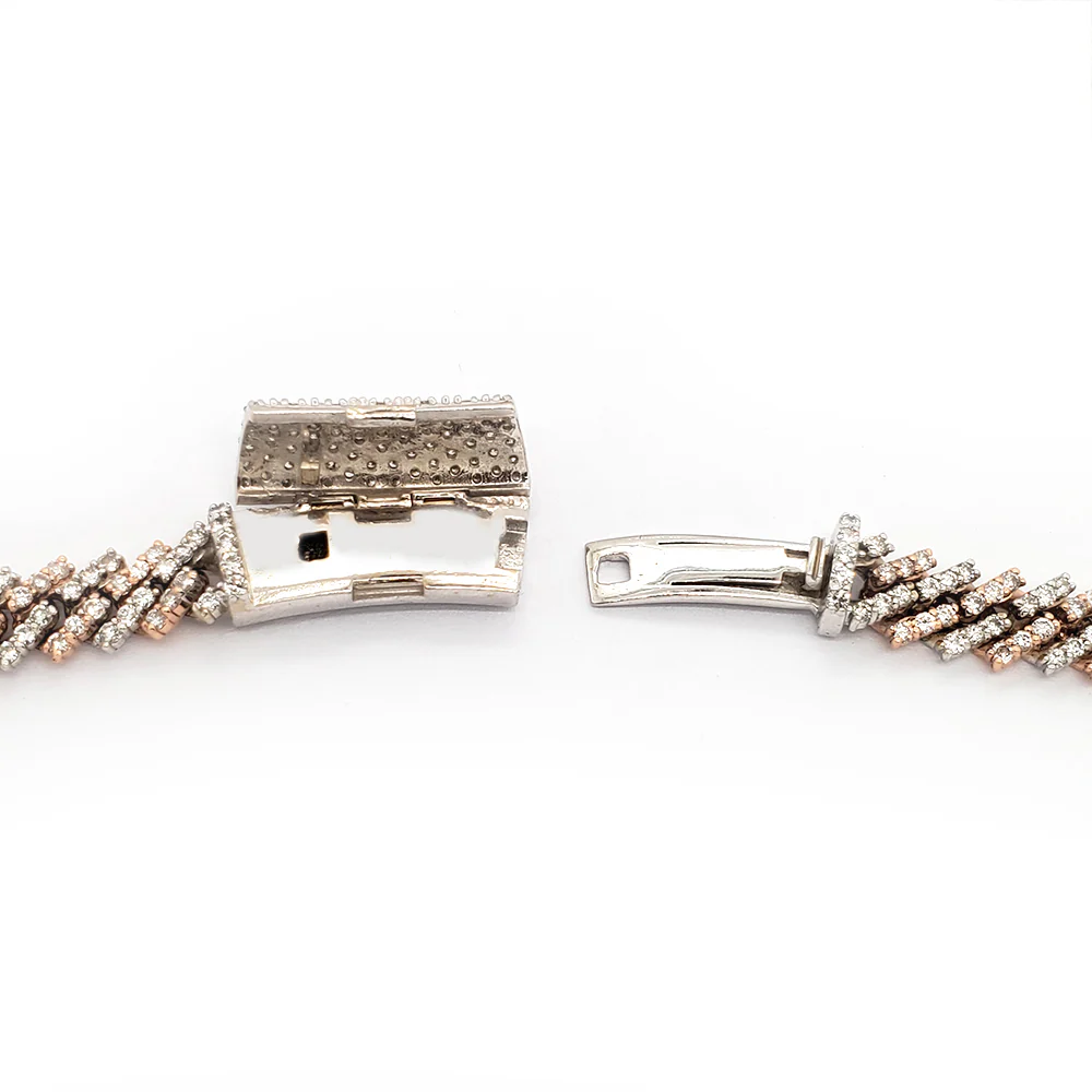14k Two Tone Rose/White Gold 15CT Iced Out Diamond Cuban Link 22.5" Necklace. - Image 6