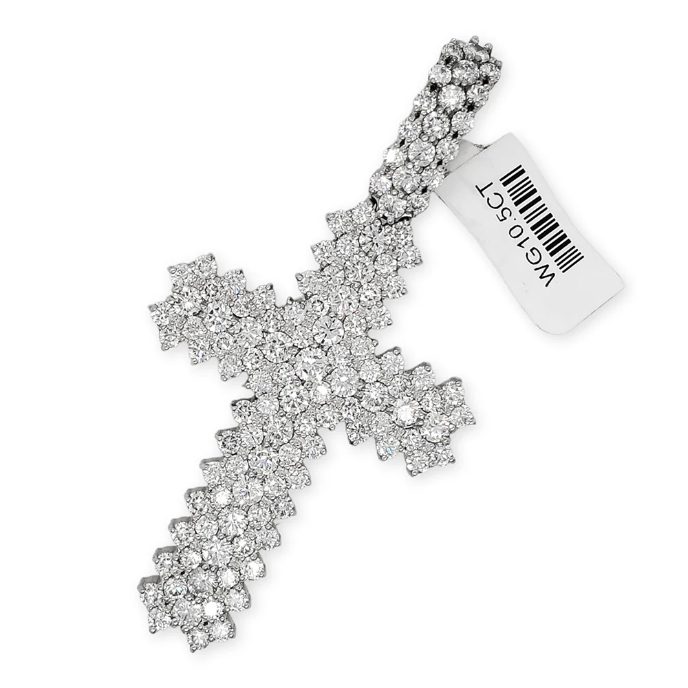 14K White Gold 10.5ct Cross Diamond Pendant - Image 2