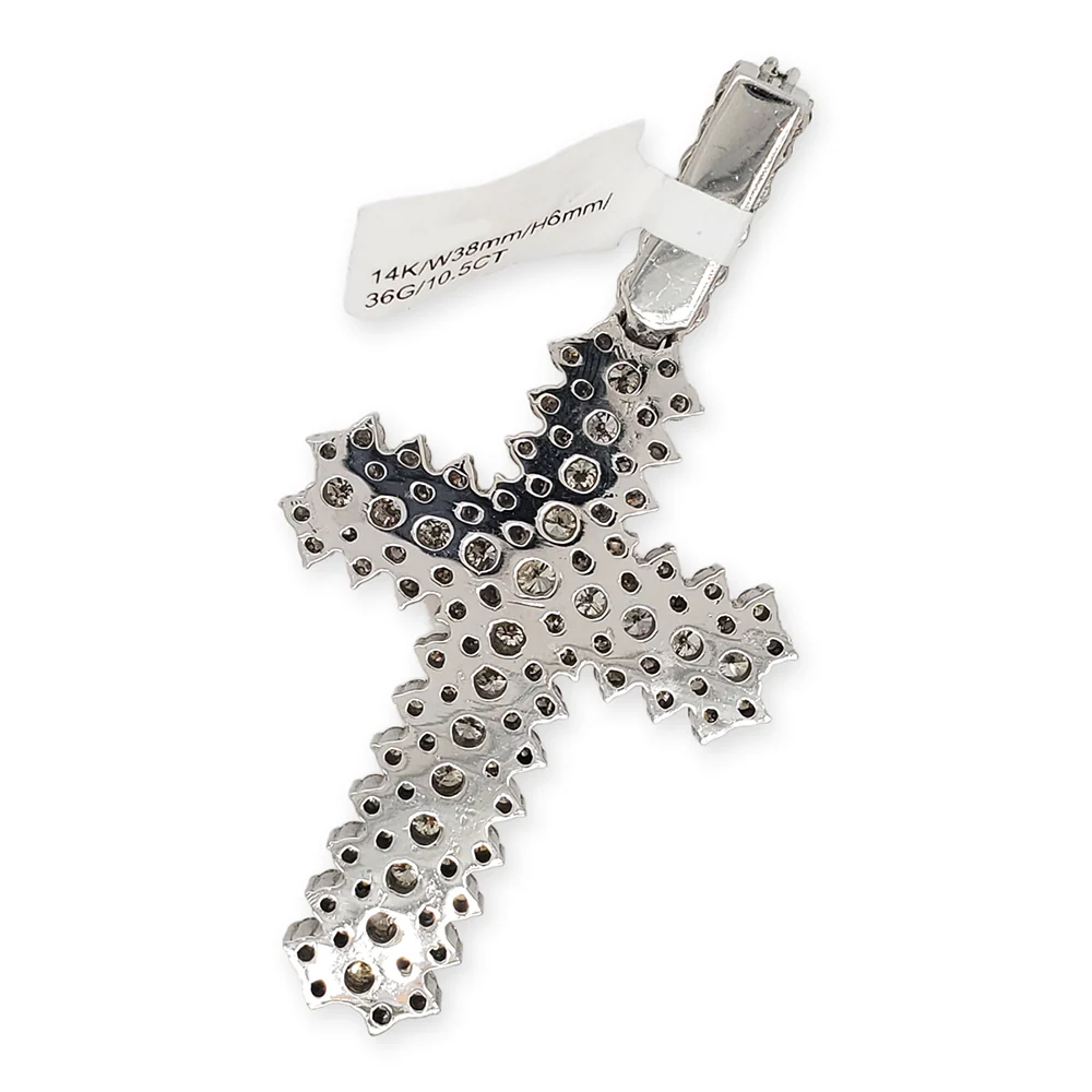 14K White Gold 10.5ct Cross Diamond Pendant - Image 3