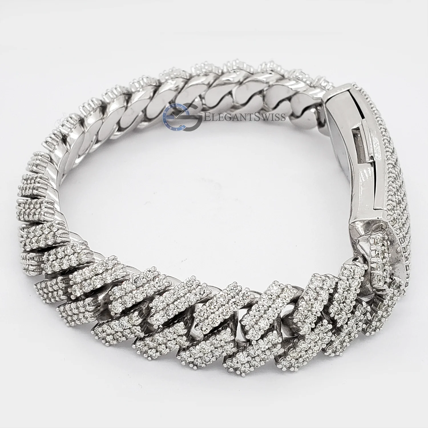 14K White Gold 137.5CT Diamond Miami Cuban Bracelet 14MM 8" - Image 2