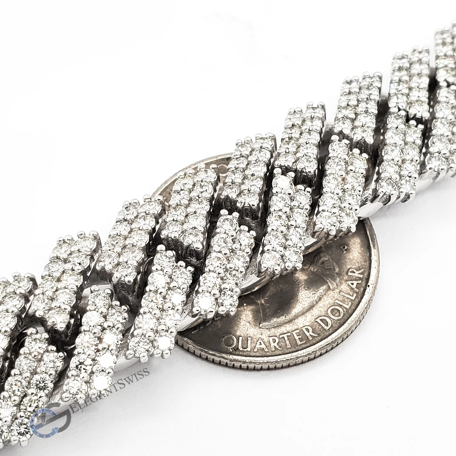 14K White Gold 137.5CT Diamond Miami Cuban Bracelet 14MM 8" - Image 3