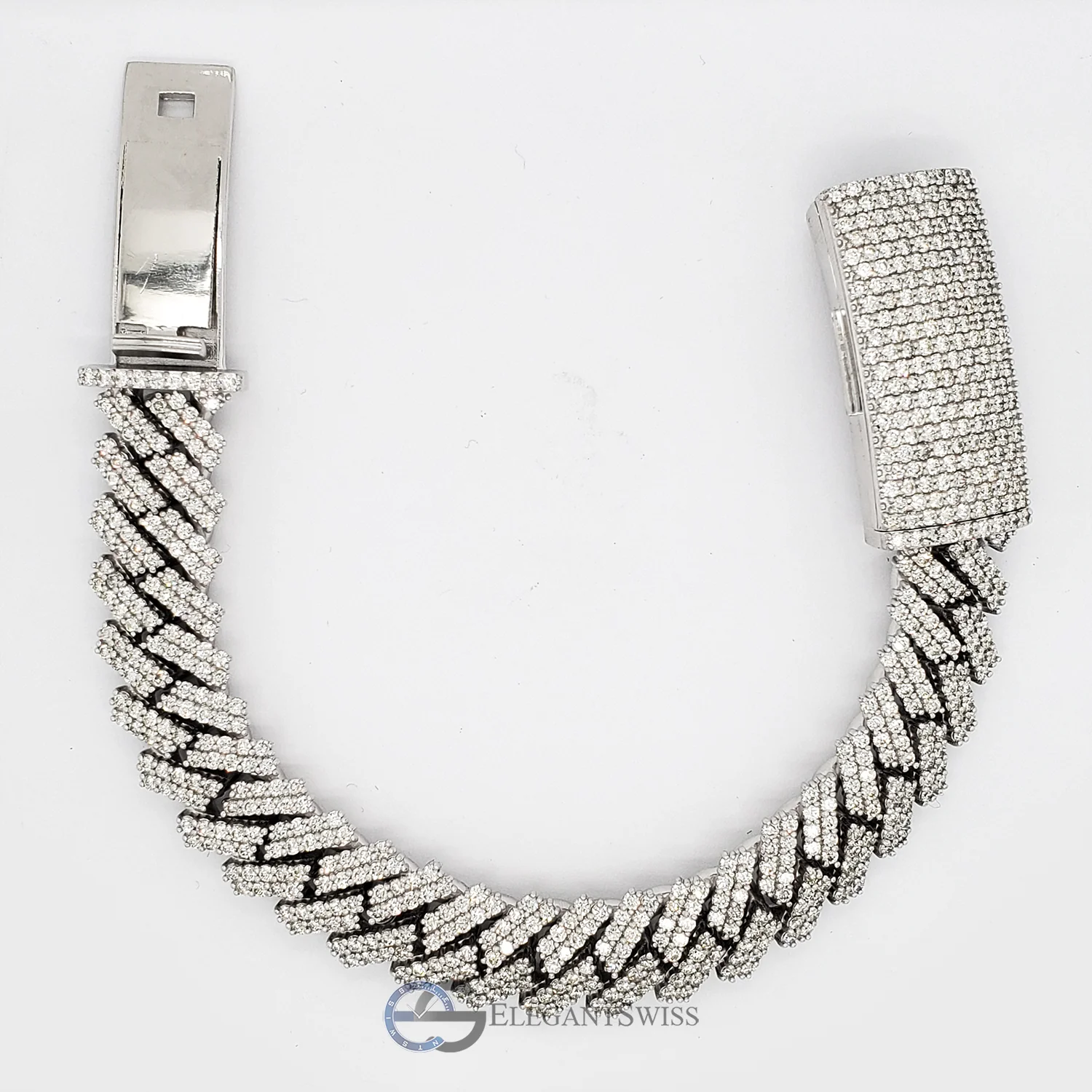 14K White Gold 137.5CT Diamond Miami Cuban Bracelet 14MM 8" - Image 6