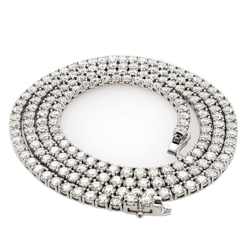 14k White Gold 14.7ct Tennis Diamond 22" Necklace.