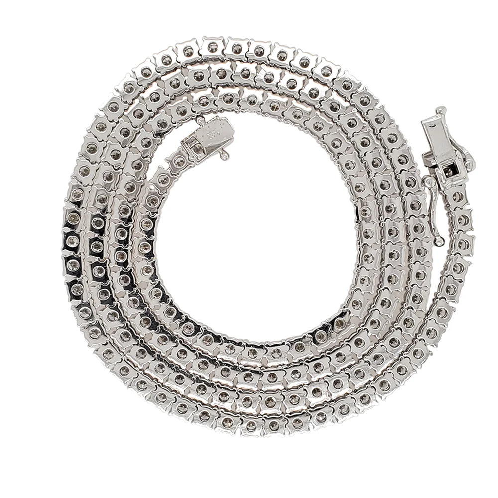 14k White Gold 23ct Tennis Diamond 22" Necklace. - Image 2