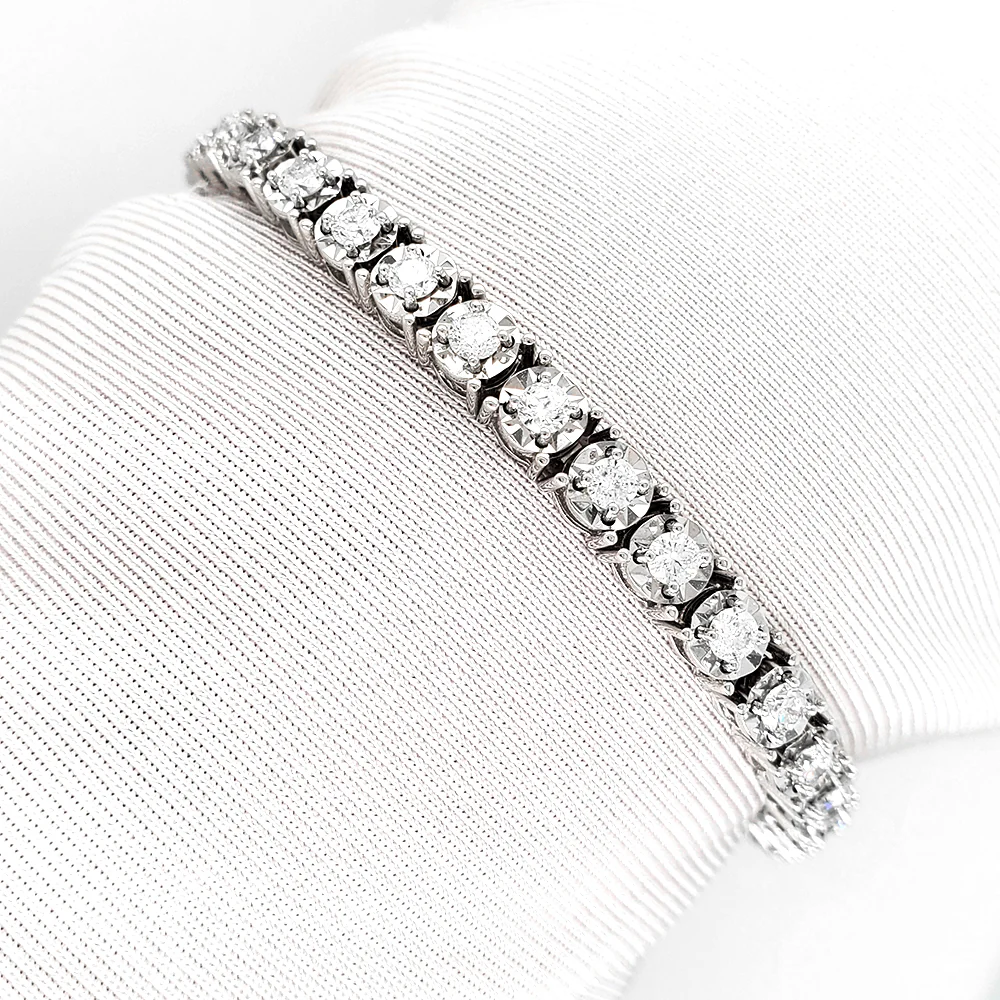 14k White Gold 3.5ct Natural Diamond Tennis Bracelet 2.75MM 7.5"
