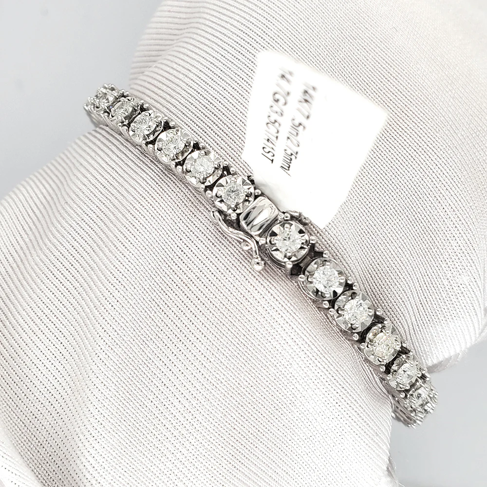 14k White Gold 3.5ct Natural Diamond Tennis Bracelet 2.75MM 7.5" - Image 2