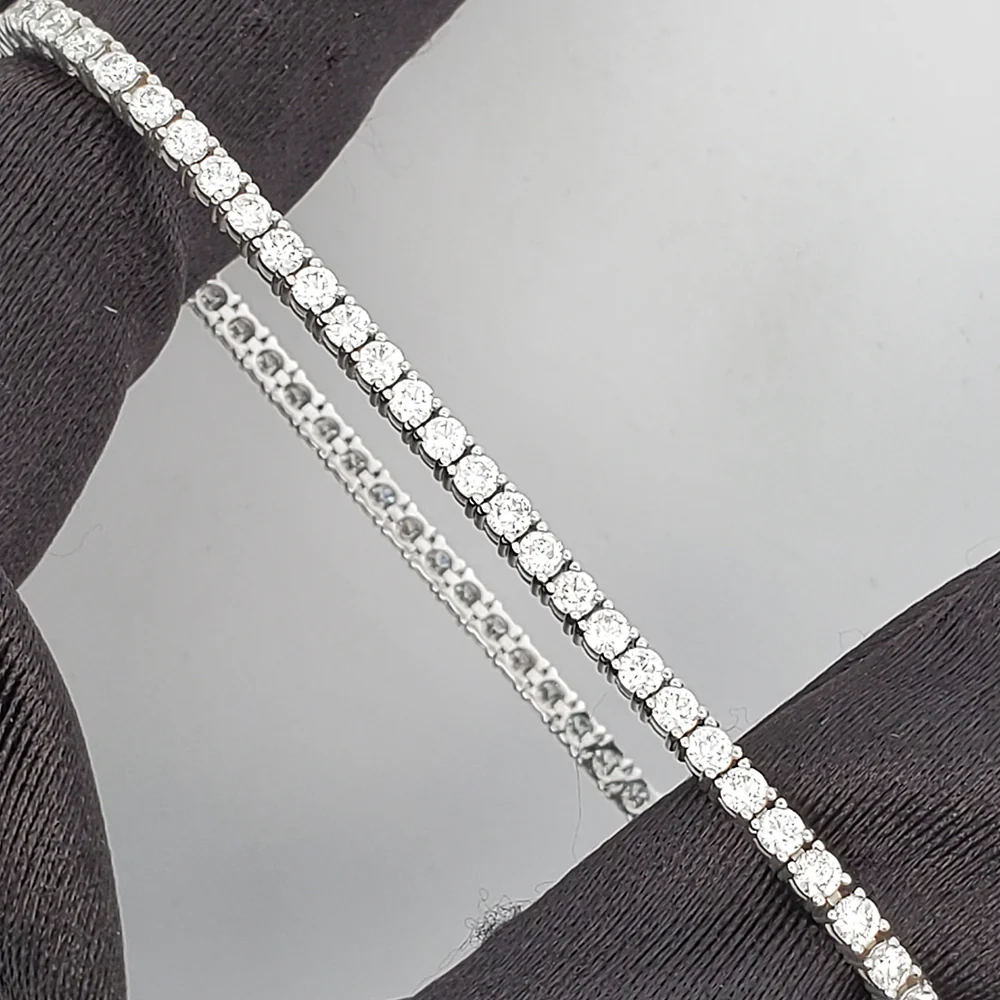 14k White Gold 3ct Natural Diamond Tennis Bracelet 2.2 mm 7" - Image 3