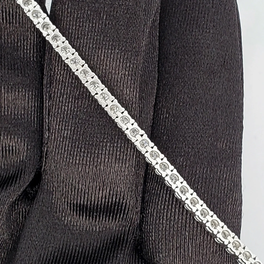 14k White Gold 3ct Natural Diamond Tennis Bracelet 2.2 mm 7" - Image 4