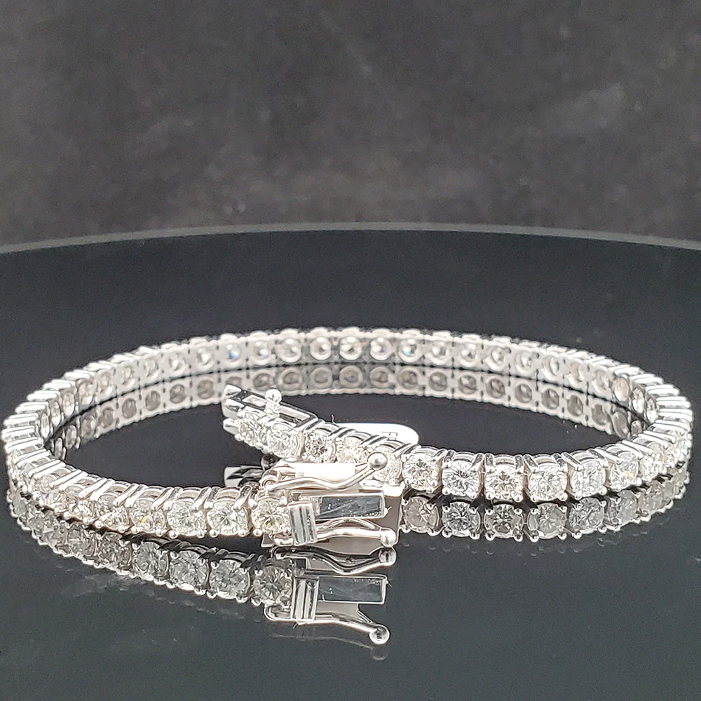 14k White Gold 6.6ct Natural Diamond Tennis Bracelet 3.2 mm 7"