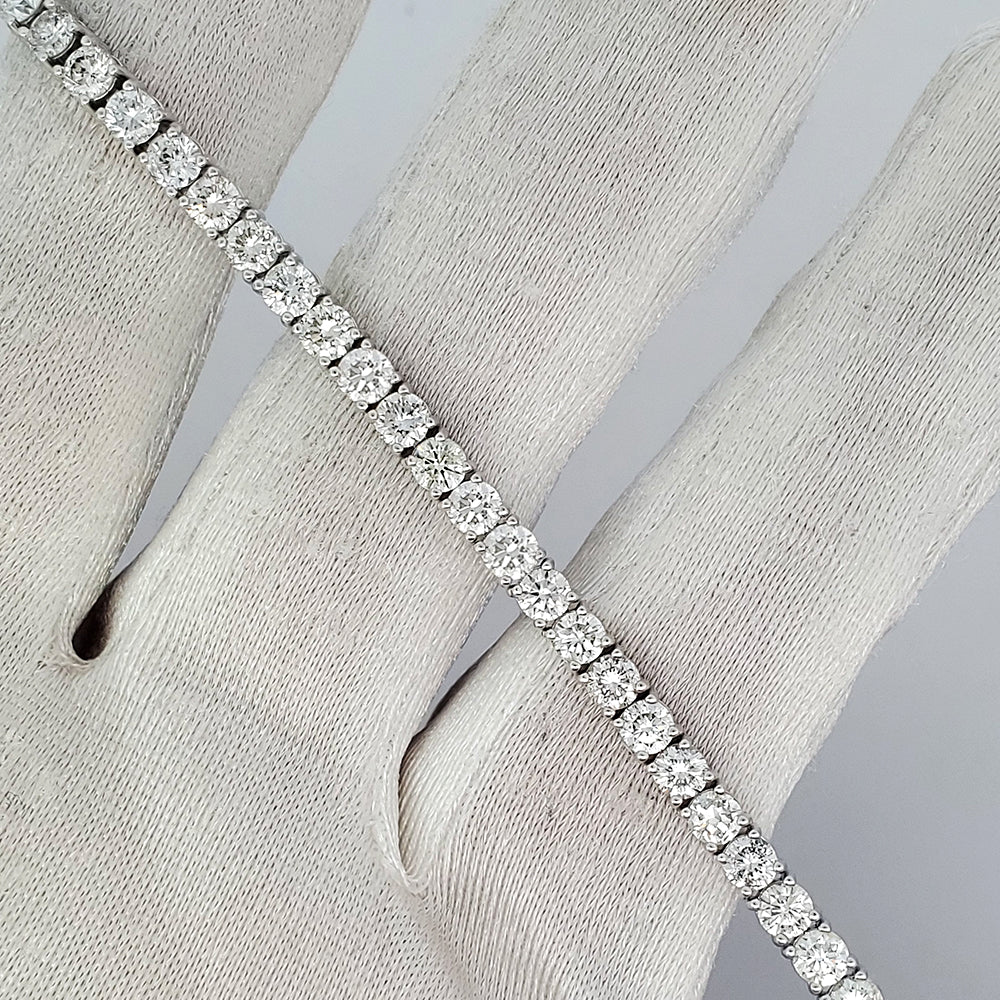 14k White Gold 6.6ct Natural Diamond Tennis Bracelet 3.2 mm 7" - Image 4