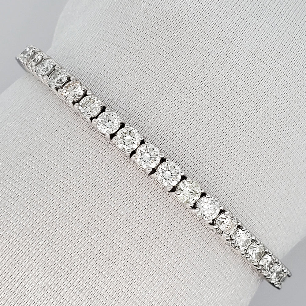 14k White Gold 6.6ct Natural Diamond Tennis Bracelet 3.2 mm 7" - Image 5