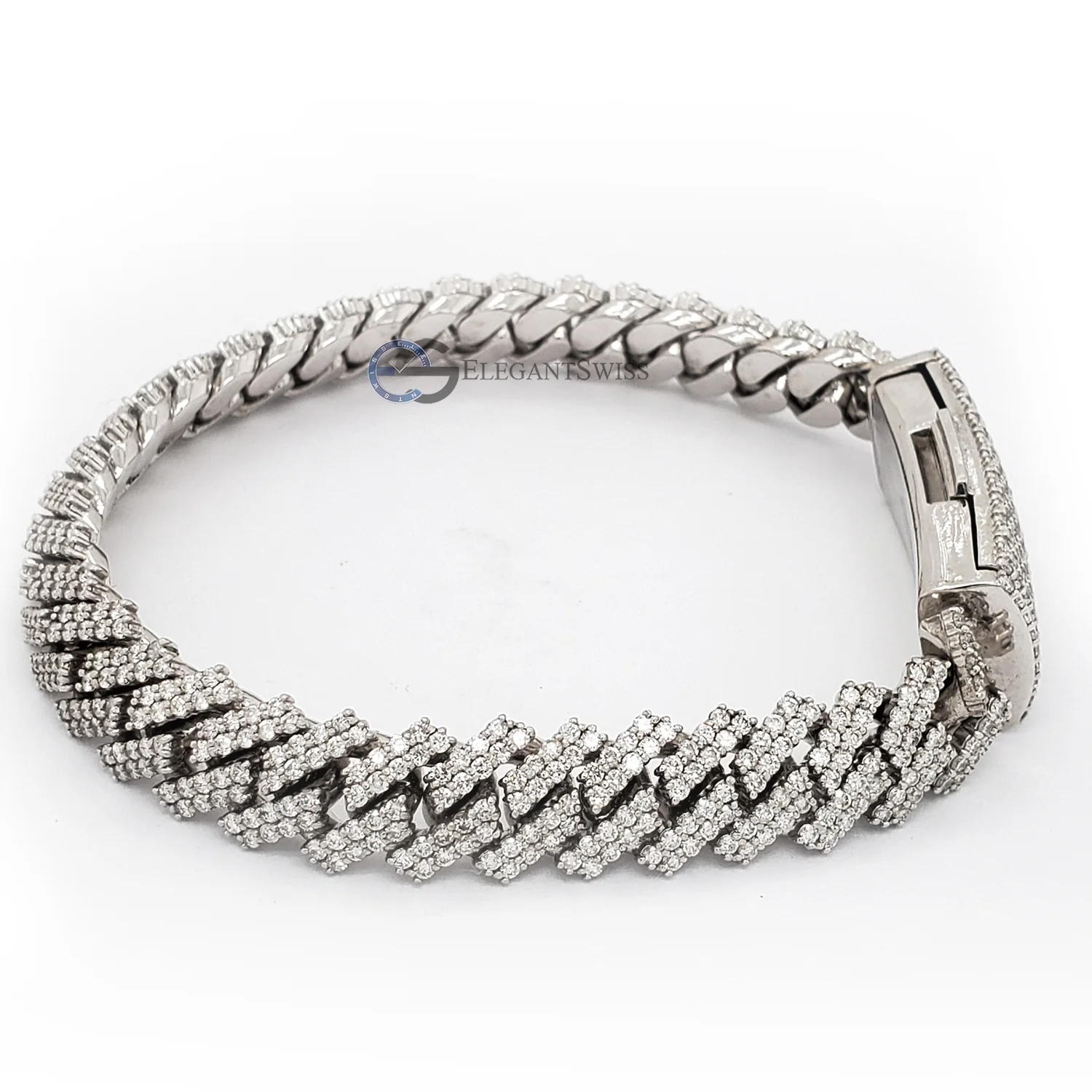 14K White Gold 9.8CT Diamond Miami Cuban Bracelet 10MM 8" - Image 2