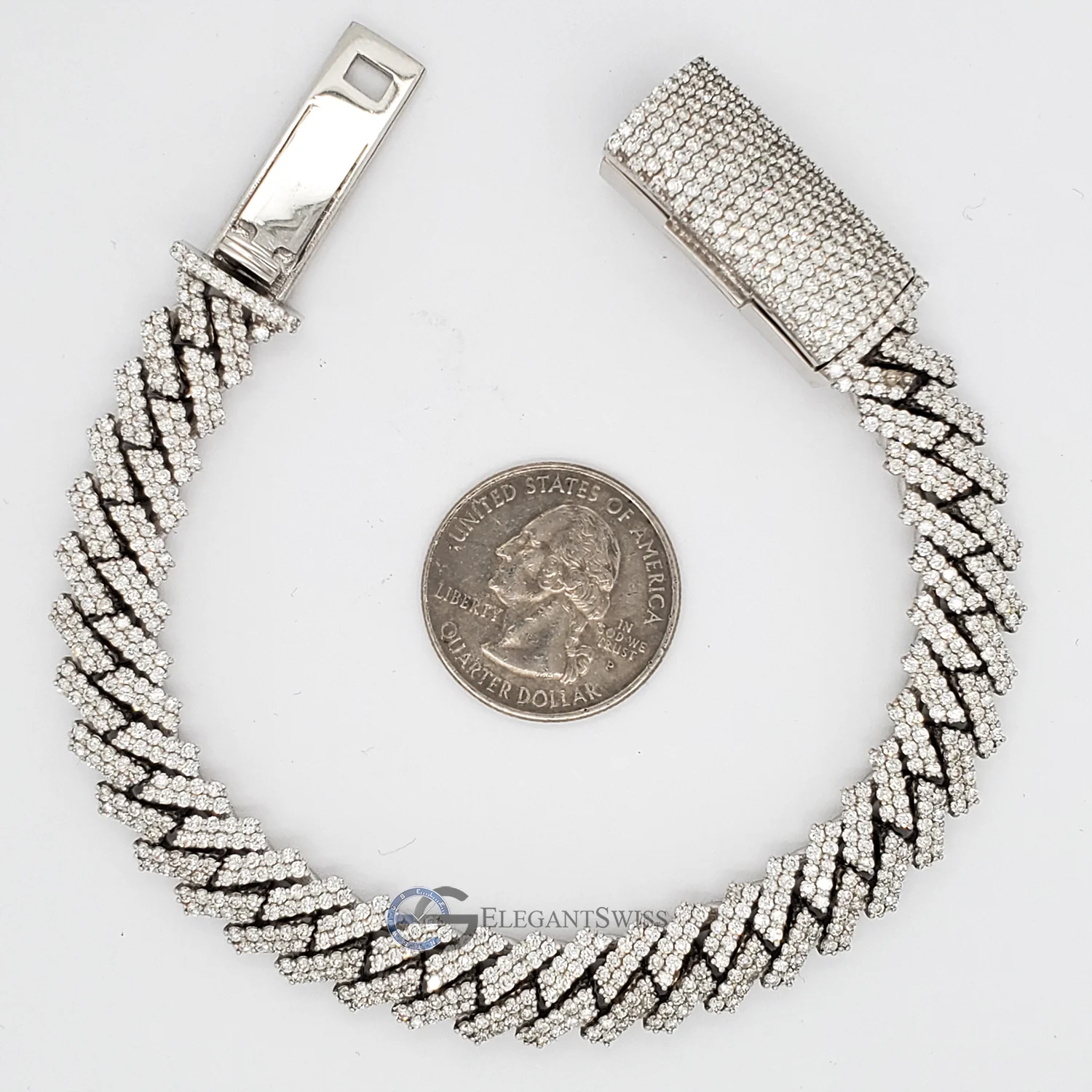14K White Gold 9.8CT Diamond Miami Cuban Bracelet 10MM 8" - Image 3
