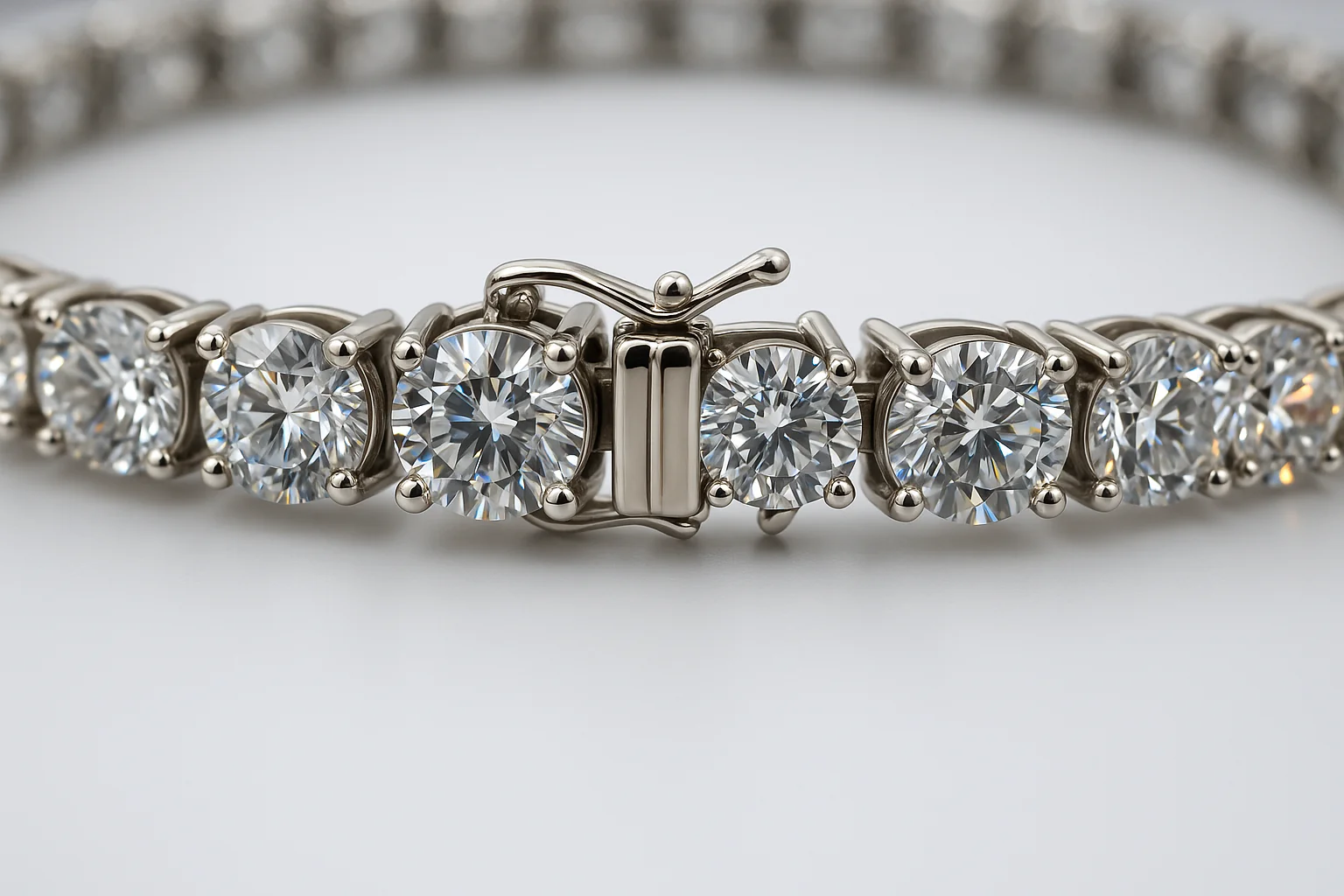 22.7ct Lab-Grown Diamonds VS Clarity Certified 14k White Gold Tennis Bracelet - Image 2