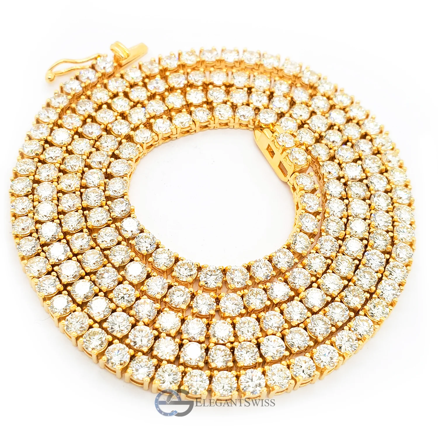 14k Yellow Gold 15.2ct Tennis Diamond 22" Necklace.