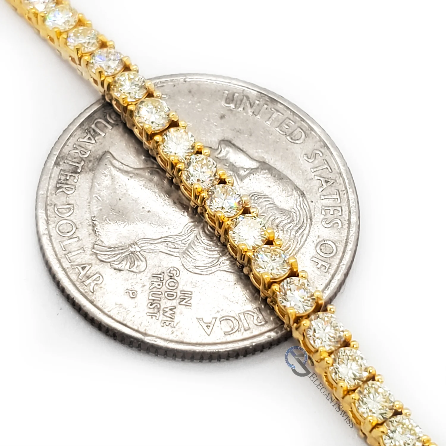 14k Yellow Gold 15.2ct Tennis Diamond 22" Necklace. - Image 4