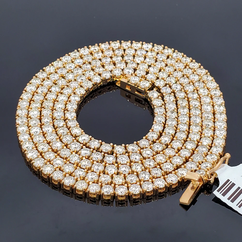 14k Yellow Gold 16.5ct 24" Tennis Diamond Necklace 2.75mm