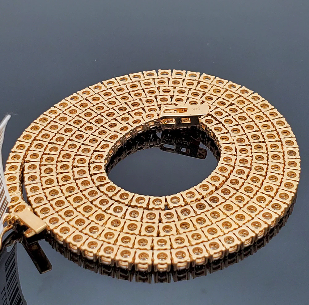 14k Yellow Gold 16.5ct 24" Tennis Diamond Necklace 2.75mm - Image 4