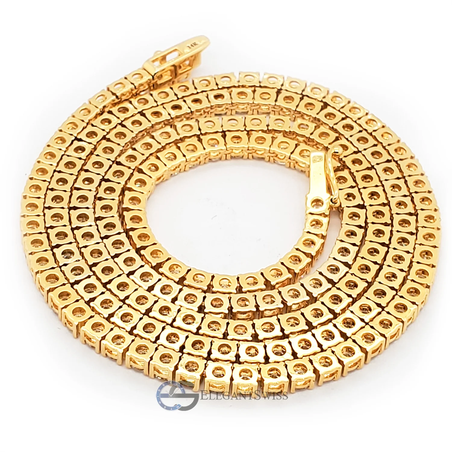 14k Yellow Gold 19.33ct Tennis Diamond 22" Necklace. - Image 2