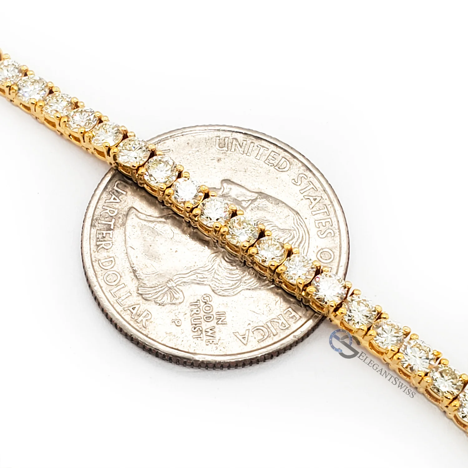 14k Yellow Gold 19.33ct Tennis Diamond 22" Necklace. - Image 4