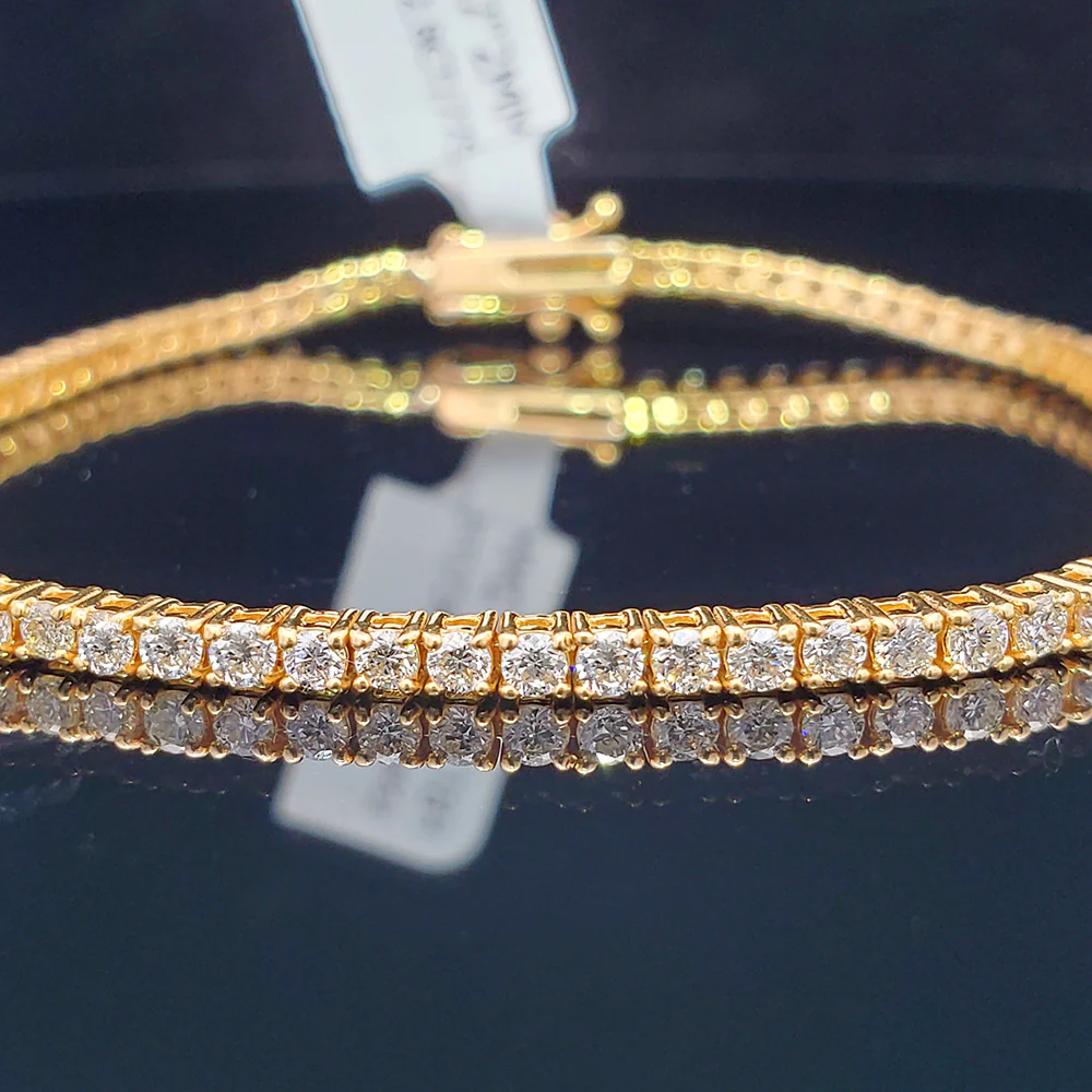 14k Yellow Gold 2.8ct Natural Diamond Tennis Bracelet 2 mm 7" - Image 3
