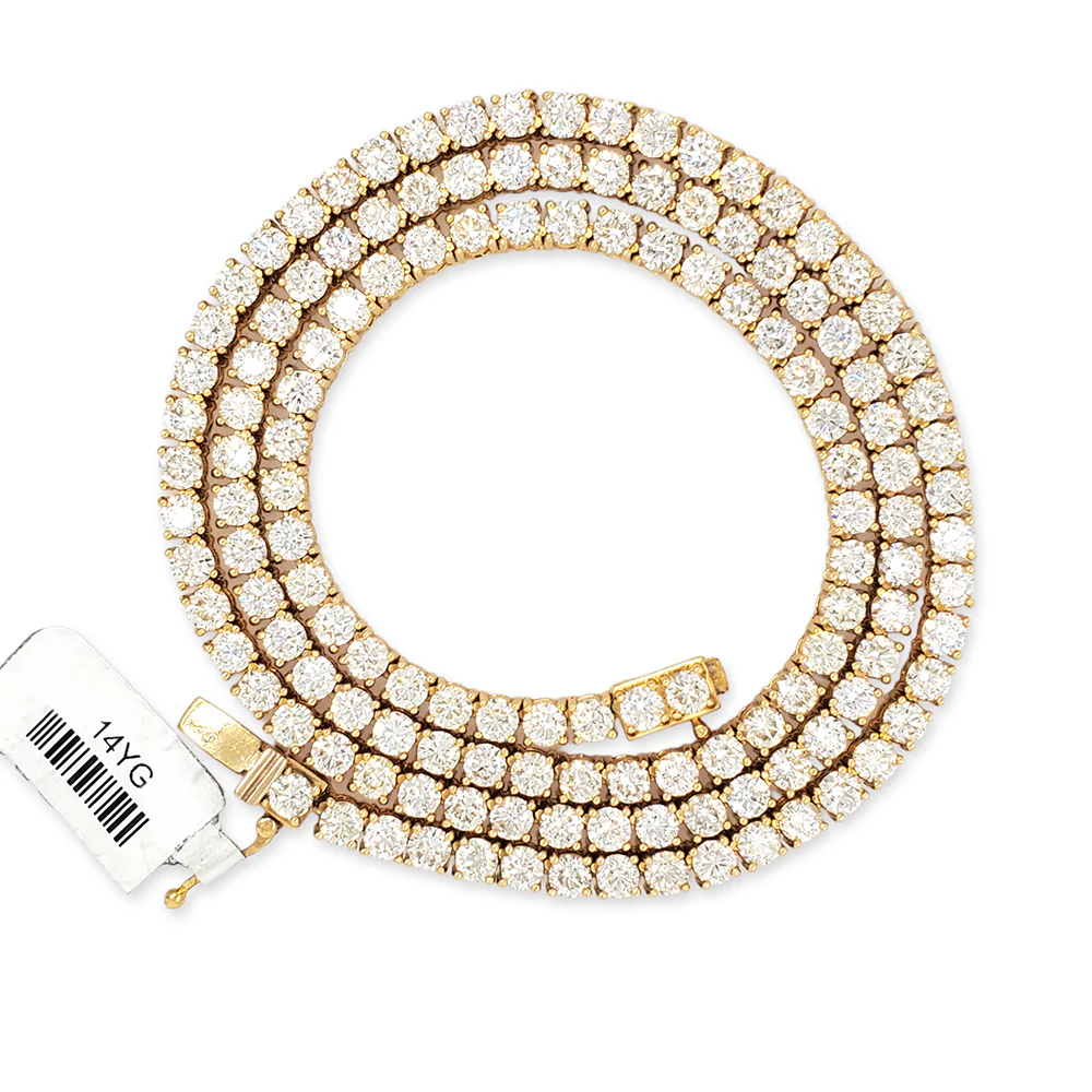 14K Yellow Gold 29CT Tennis Diamond 22" Necklace. - Image 2
