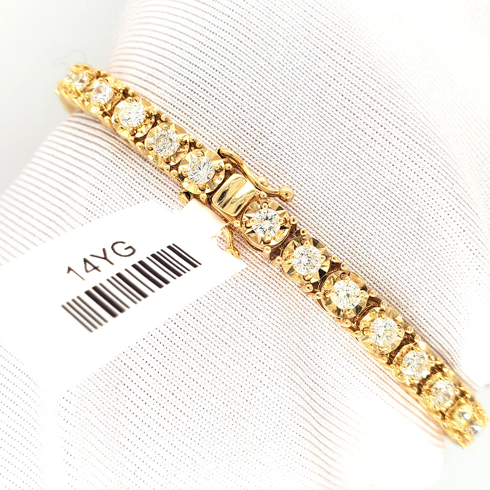 14k Yellow Gold 3.5ct Natural Diamond Tennis Bracelet 2.75MM 8" - Image 2
