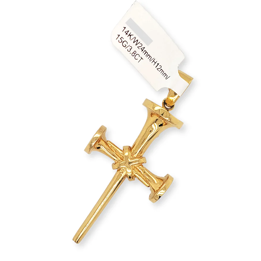 14K Yellow Gold 3.8ct Jesus Cross Diamond Pendant - Image 2
