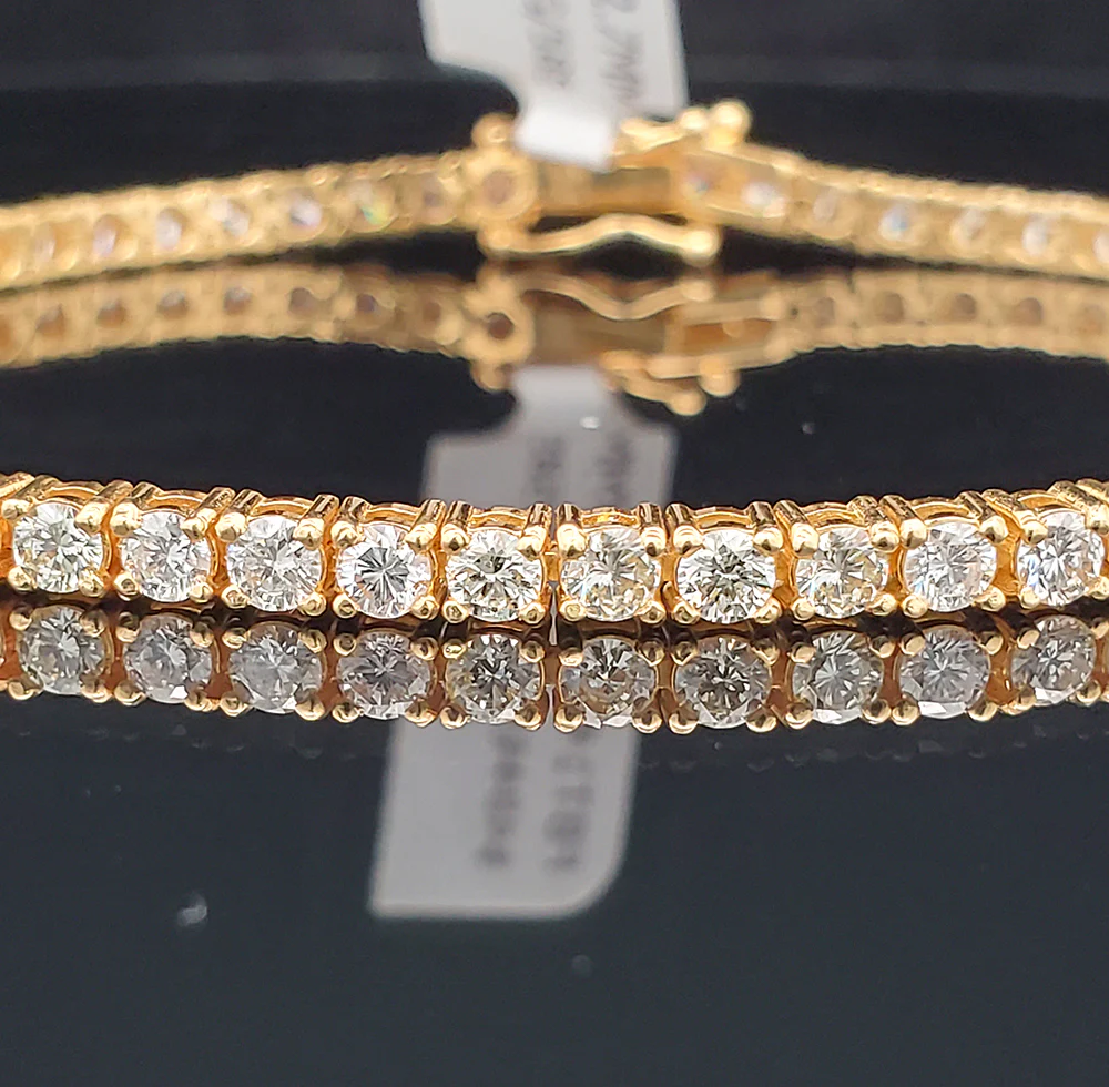 14k Yellow Gold 4.6ct Natural Diamond Tennis Bracelet 2.7 mm 7" - Image 3