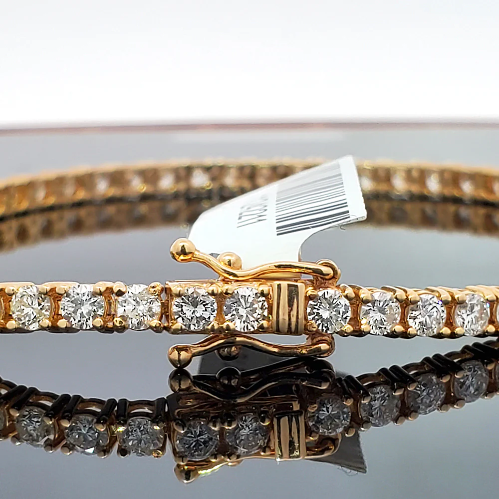 14k Yellow Gold 4.6ct Natural Diamond Tennis Bracelet 2.7 mm 7" - Image 4