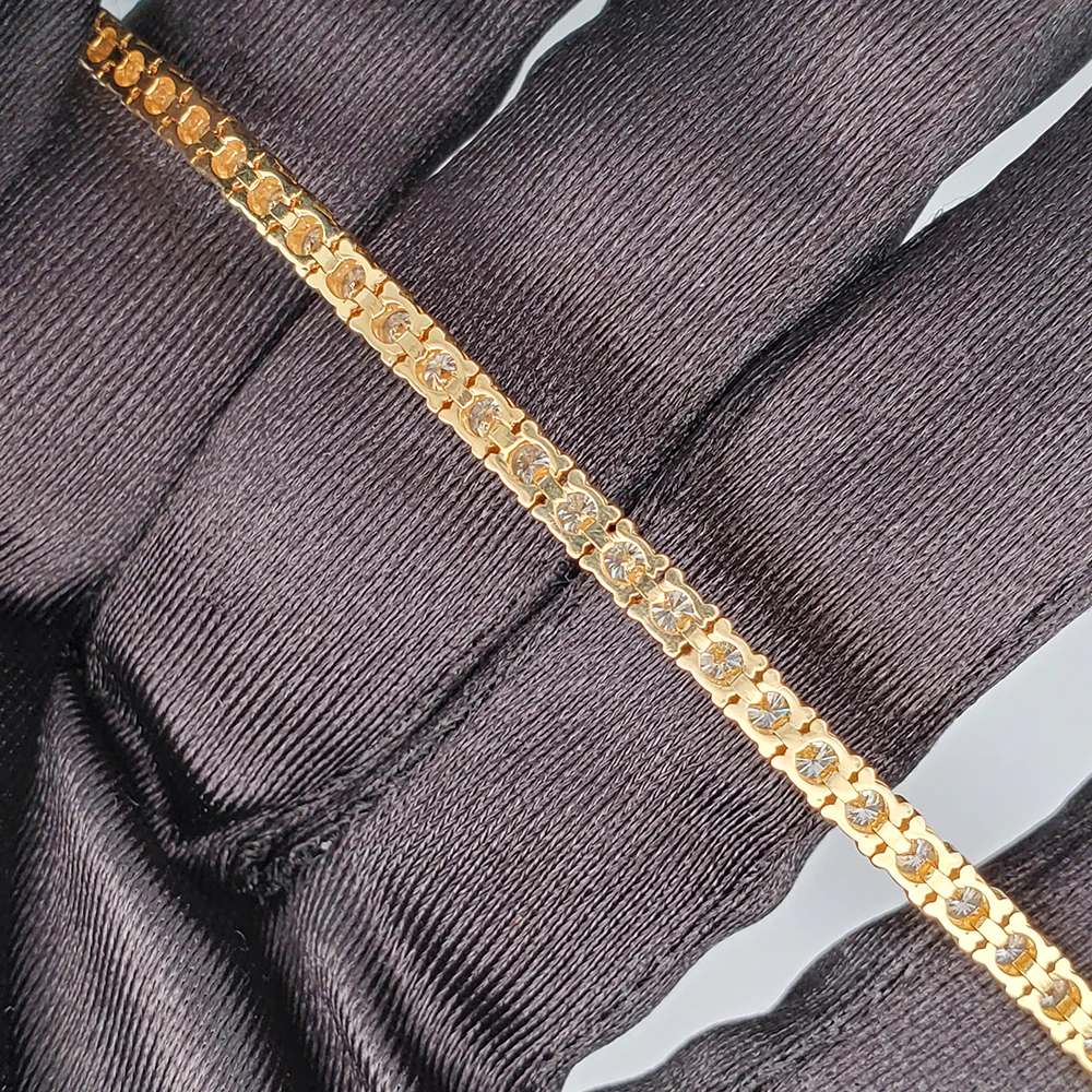 14k Yellow Gold 4.6ct Natural Diamond Tennis Bracelet 2.7 mm 7" - Image 5