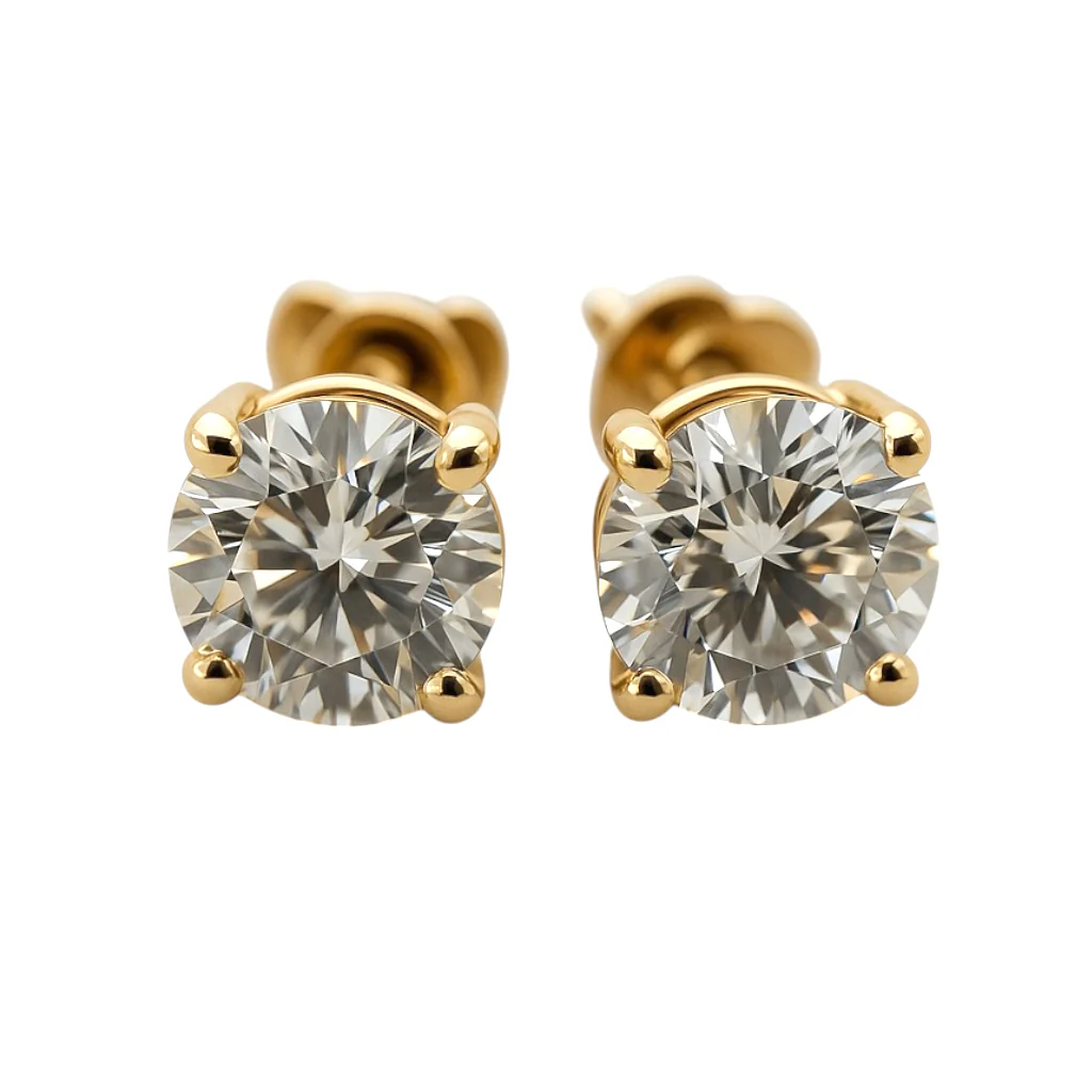 14k Yellow Gold Earrings 0.96ct Lab-Grown Diamonds VS Clarity Certified