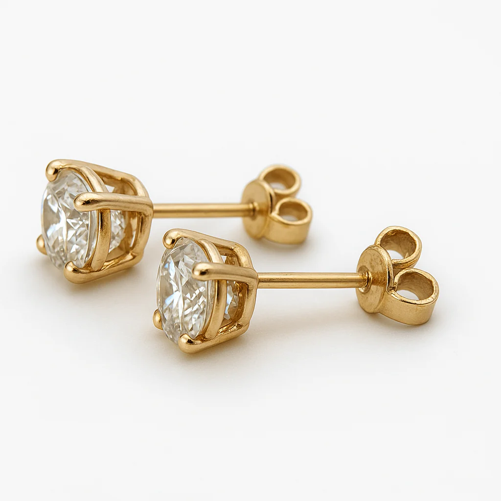 14k Yellow Gold Earrings 0.96ct Lab-Grown Diamonds VS Clarity Certified - Image 2