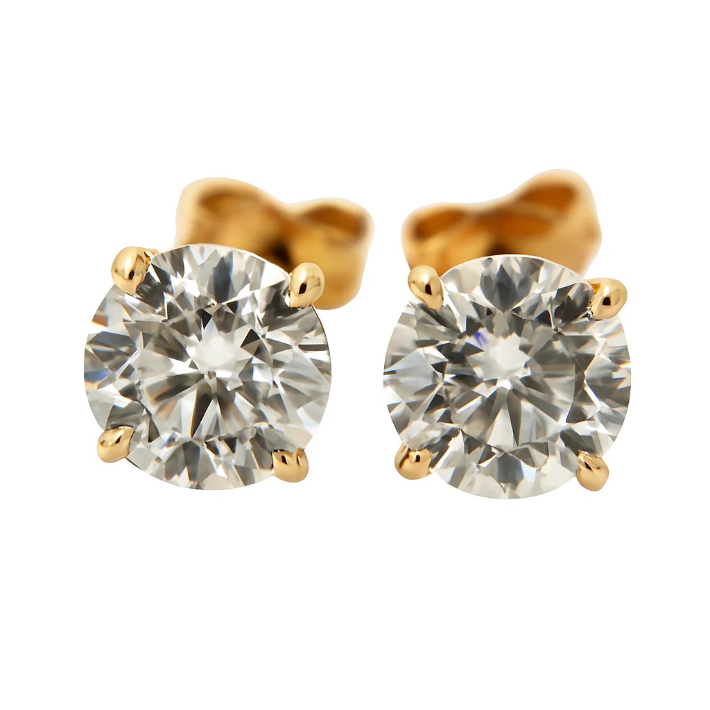 14k Yellow Gold Earrings 1.45ct Lab-Grown Diamonds VS Clarity Certified