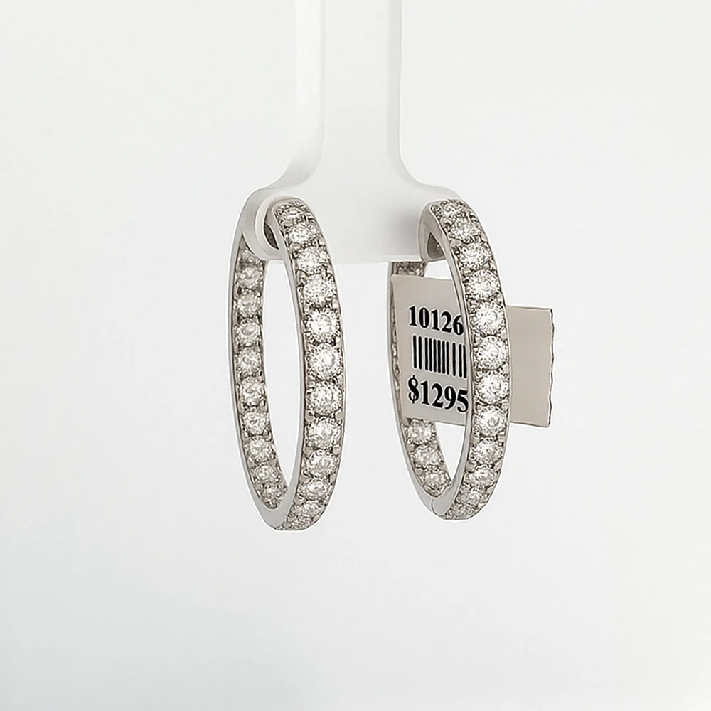 18k White Gold Diamond Hoop Earrings 3.52ct Natural Diamonds | Inside-Out Sparkle Elegance
