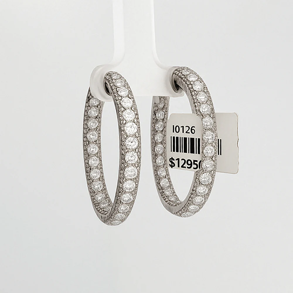 18k White Gold Diamond Hoop Earrings 3.52ct Natural Diamonds | Inside-Out Sparkle Elegance - Image 2
