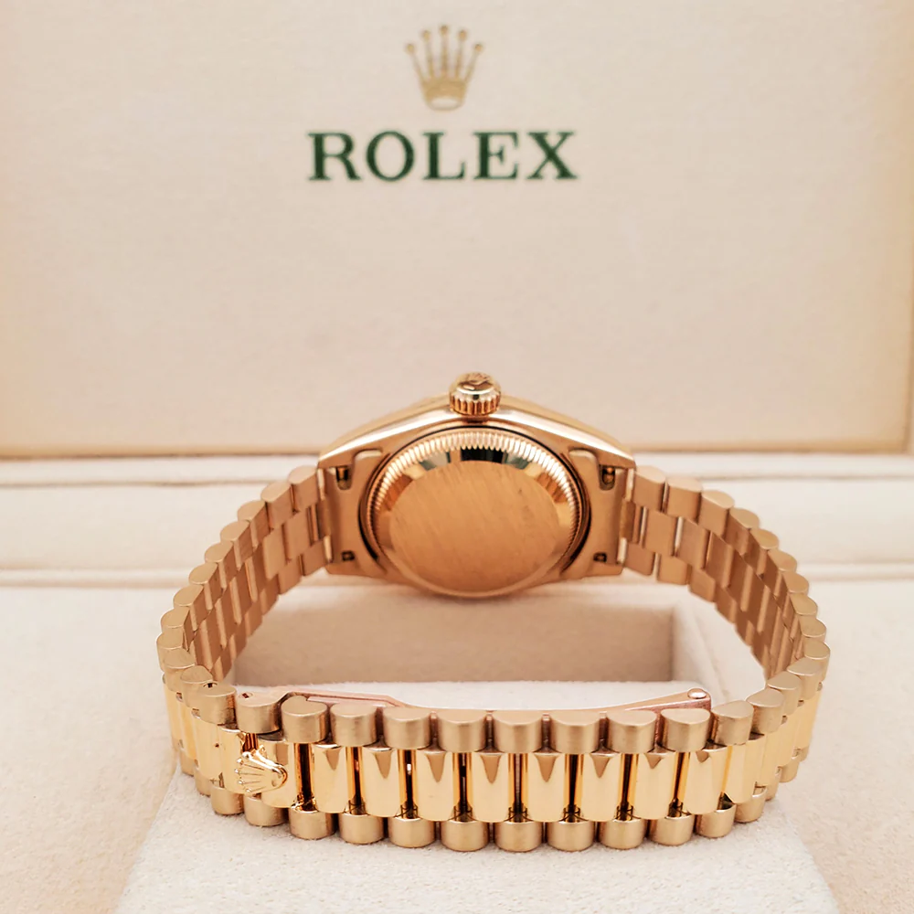 1990 Rolex Datejust President 26mm Factory Champagne Diamond Dial Yellow Gold Watch 69178 Box Papers - Image 5