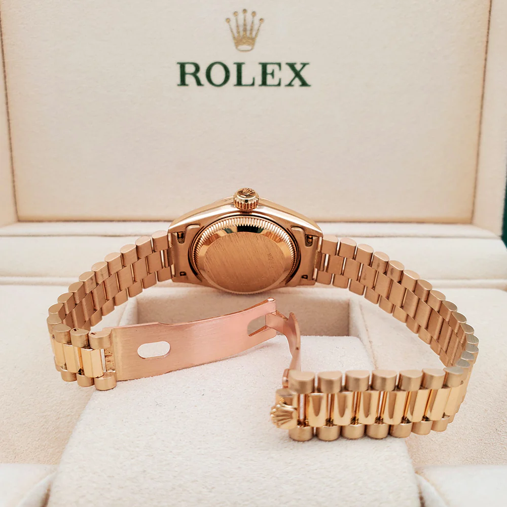 1990 Rolex Datejust President 26mm Factory Champagne Diamond Dial Yellow Gold Watch 69178 Box Papers - Image 6