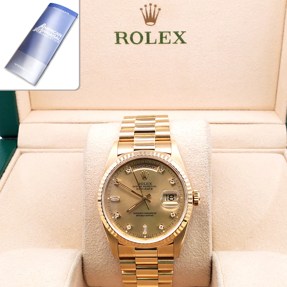 1991 Rolex President Day-Date 36mm Factory Diamond Double-Quick 18238 Box/Apr - Image 4