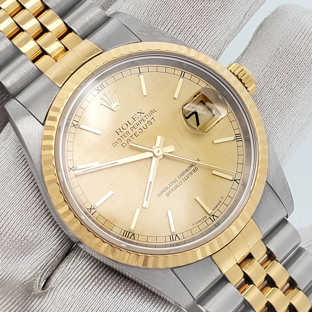 1995 Rolex Datejust 36mm Champagne Index Yellow Gold/Steel Jubilee Watch 16233 - Image 2