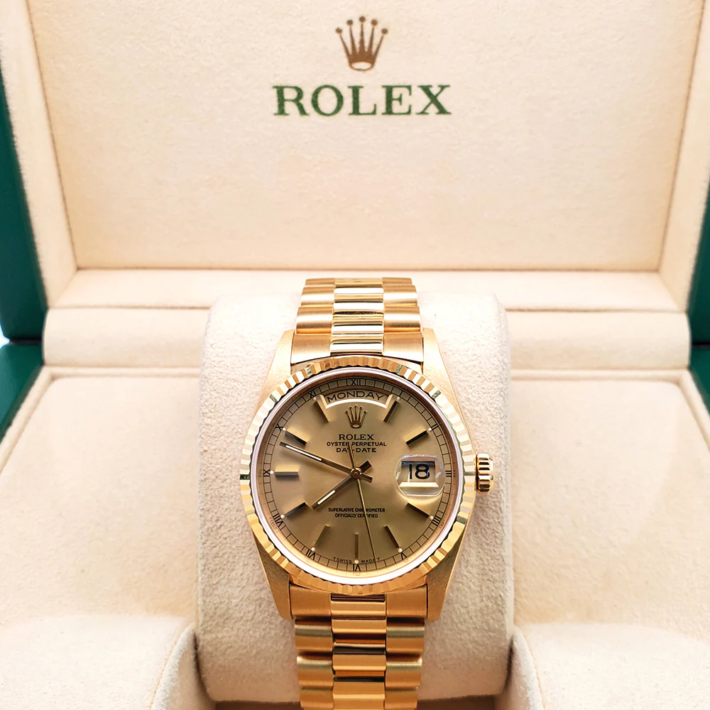 1995 Rolex President Day-Date 36mm 18238 Champagne Dial Double-Quick Gold Watch Box/Apr - Image 4