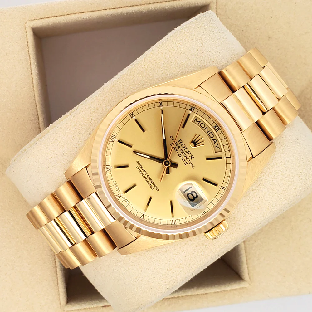 1995 Rolex President Day-Date 36mm 18238 Champagne Dial Double-Quick Gold Watch Box/Apr - Image 5